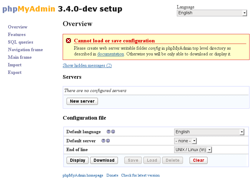 phpmyadmin setup